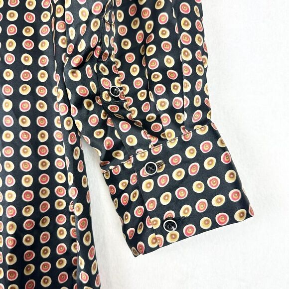 Tyler Boe Silk Tunic Top Size 8 Long Sleeve Button Front Print Quiet Luxury - Picture 4 of 6